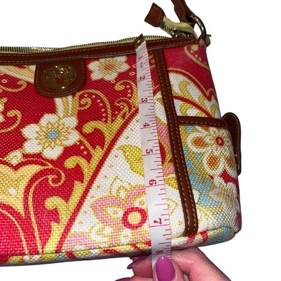 Spartina 449 Natural Linen Genuine Leather Shoulder Purse - Picture 10 of 16